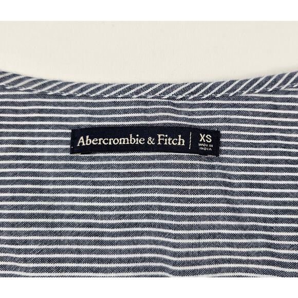 Abercrombie And Fitch size XS chambray striped boho relaxed fit mid drift top ^ - Picture 5 of 8